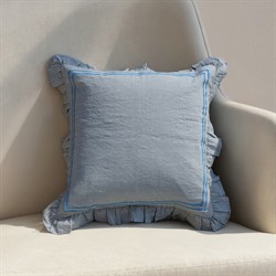 Xaria Updated Traditional Blue Embroidered Stripe Border Throw Pillow - 18x18|