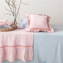 Xaria Updated Traditional Blue Embroidered Stripe Border Throw Pillow - 18x18|