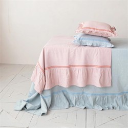 Xaria Updated Traditional Blue Embroidered Stripe Border Throw Pillow - 18x18|