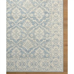 Amar Updated Traditional Light Blue Diamond Patterned Rug - 5'2"x7'|