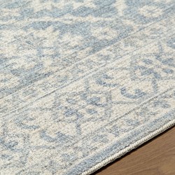 Amar Updated Traditional Light Blue Diamond Patterned Rug - 5'2"x7'|