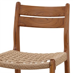 Daphnis Coastal Beach Natural Teak Wood Woven Outdoor Bar Stool|