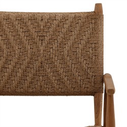 Leandre Coastal Brown Woven Wicker Teak Outdoor Dining Arm Chair - Set of 2|