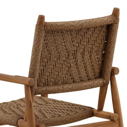 Leandre Coastal Brown Woven Wicker Teak Outdoor Dining Arm Chair - Set of 2|