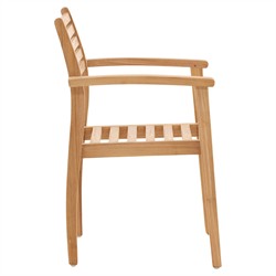 Reane Coastal Beach Natural Teak Outdoor Stackable Dining Arm Chair|
