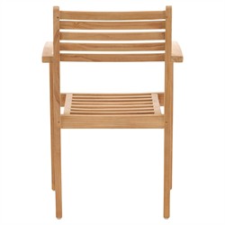 Reane Coastal Beach Natural Teak Outdoor Stackable Dining Arm Chair|
