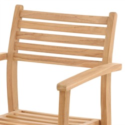 Reane Coastal Beach Natural Teak Outdoor Stackable Dining Arm Chair|
