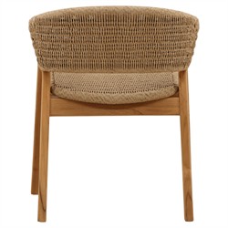Eulalie Coastal Beach Natural Woven Wicker Teak Outdoor Dining Arm Chair|
