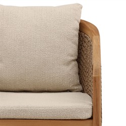 Herminia Coastal Sand Woven Natural Teak Outdoor Dining Arm Chair|