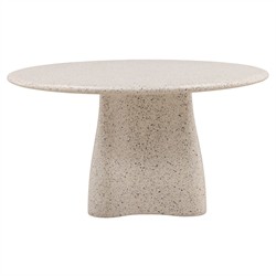 Celiane Modern Classic Off White Terrazzo Round Outdoor Dining Table - 55"|