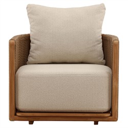 Gaelle Coastal Beach Sand Woven Natural Teak Outdoor Arm Chair|