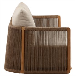 Gaelle Coastal Beach Sand Woven Natural Teak Outdoor Sofa - 87"|