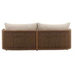 Gaelle Coastal Beach Sand Woven Natural Teak Outdoor Sofa - 87"|