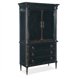 Stella Updated Traditional Aged Black Wood Jewelry Armoire|