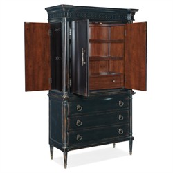Stella Updated Traditional Aged Black Wood Jewelry Armoire|