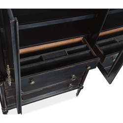 Stella Updated Traditional Aged Black Wood Jewelry Armoire|