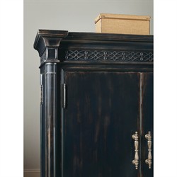 Stella Updated Traditional Aged Black Wood Jewelry Armoire|