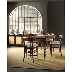 Alaine Updated Traditional Beige Performance Dark Brown Walnut Wood Counter Stool|