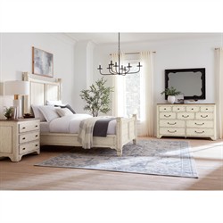 Asher French Country Cream Oak Bed - Queen|