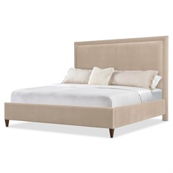 Alaine Modern Classic Beige Velvet Performance Bed - Queen|
