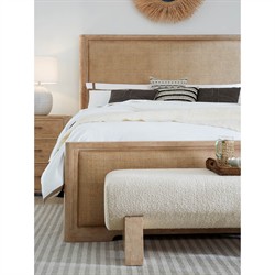 Nigel Coastal Beach Light Brown Wood Woven Cane Bed - Queen|