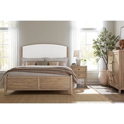 Vince Coastal Beach Cream Performance Brown Wood Bed - Queen|