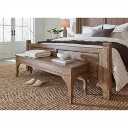 Asher French Country Brown Oak Storage Bench|