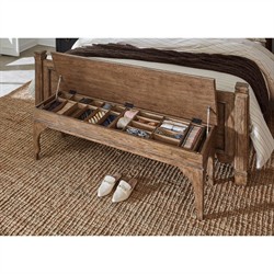 Asher French Country Brown Oak Storage Bench|
