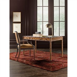 Alaine Modern Classic Dark Brown Leather Wood Dining Arm Chair|