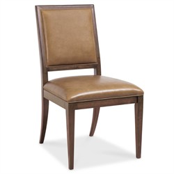 Alaine Modern Classic Dark Brown Leather Wood Dining Chair|