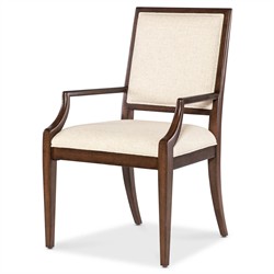 Alaine Modern Classic Beige Performance Dark Brown Wood Dining Arm Chair|