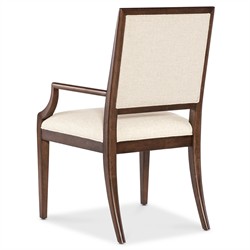 Alaine Modern Classic Beige Performance Dark Brown Wood Dining Arm Chair|