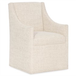 Selene Modern Classic Cream Linen Dining Arm Chair|