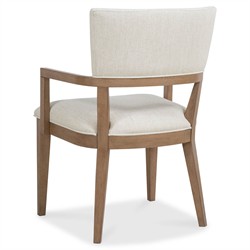 Amleto Modern Classic Cream Performance Brown Oak Dining Arm Chair|