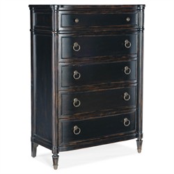 Stella Updated Traditional Aged Black Wood Tall Chest Dresser|