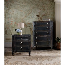 Stella Updated Traditional Aged Black Wood Tall Chest Dresser|