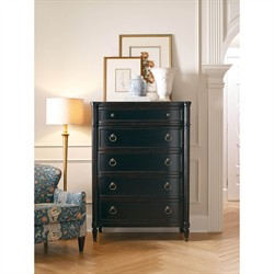 Stella Updated Traditional Aged Black Wood Tall Chest Dresser|