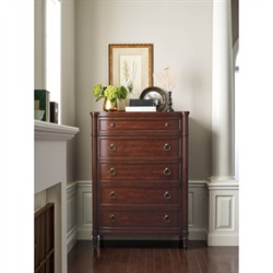 Stella Updated Traditional Dark Brown Cherry Wood Tall Chest Dresser|