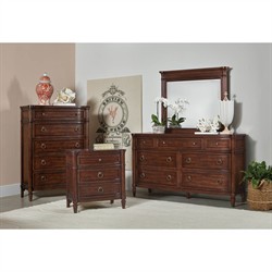 Stella Updated Traditional Dark Brown Cherry Wood Tall Chest Dresser|