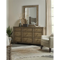 Rumi Updated Traditional Dark Brown Pecan Wood Triple Dresser|