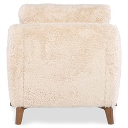 Carla Modern Classic Beige Faux Fur Brown Wood Arm Chair|