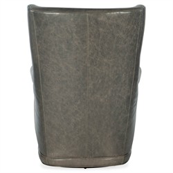 Malena Updated Traditional Grey Leather Swivel Wing Chair|