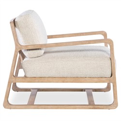 Miranda Coastal Beach Beige Boucle Wood Arm Chair|