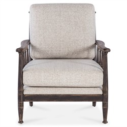 Selena Updated Traditional Beige Performance Dark Brown Oak Arm Chair|