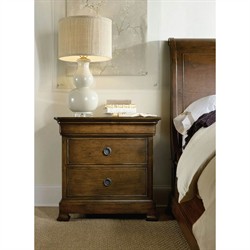 Alban Updated Traditional Dark Brown Pecan Wood Nightstand|