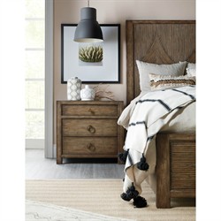 Rumi Updated Traditional Dark Brown Pecan Wood Nightstand|