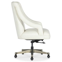 Charlie Modern Classic White Leather Swivel Executive Office Chair|