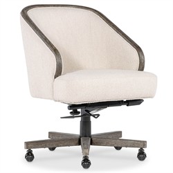Levitt Modern Classic Cream Boucle Swivel Executive Office Chair|