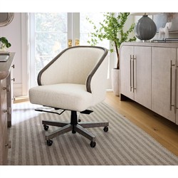 Levitt Modern Classic Cream Boucle Swivel Executive Office Chair|