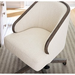 Levitt Modern Classic Cream Boucle Swivel Executive Office Chair|